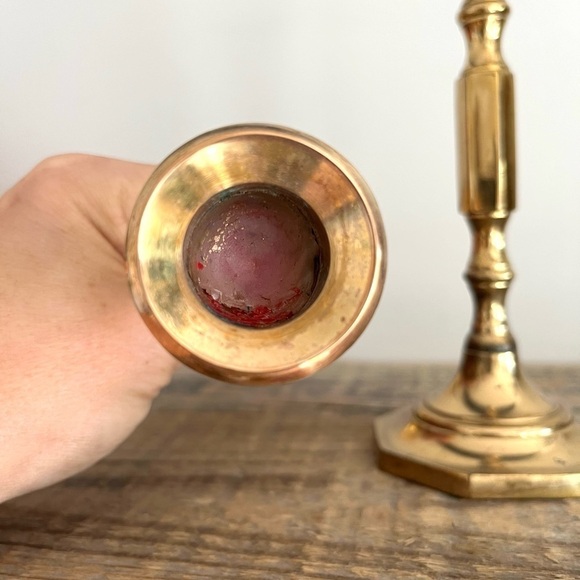 Solid brass candlesticks set of 2 - Picture 4 of 5